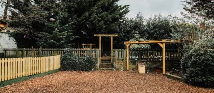 A view of the outdoor fairy garden at the nursery